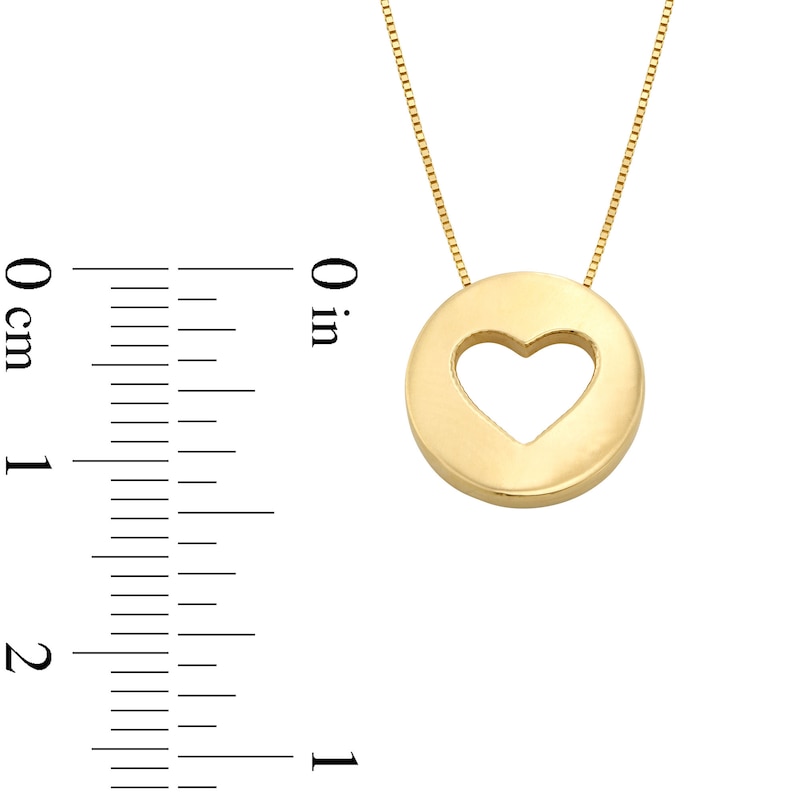 Heart Cutout Disc Pendant in 10K Gold