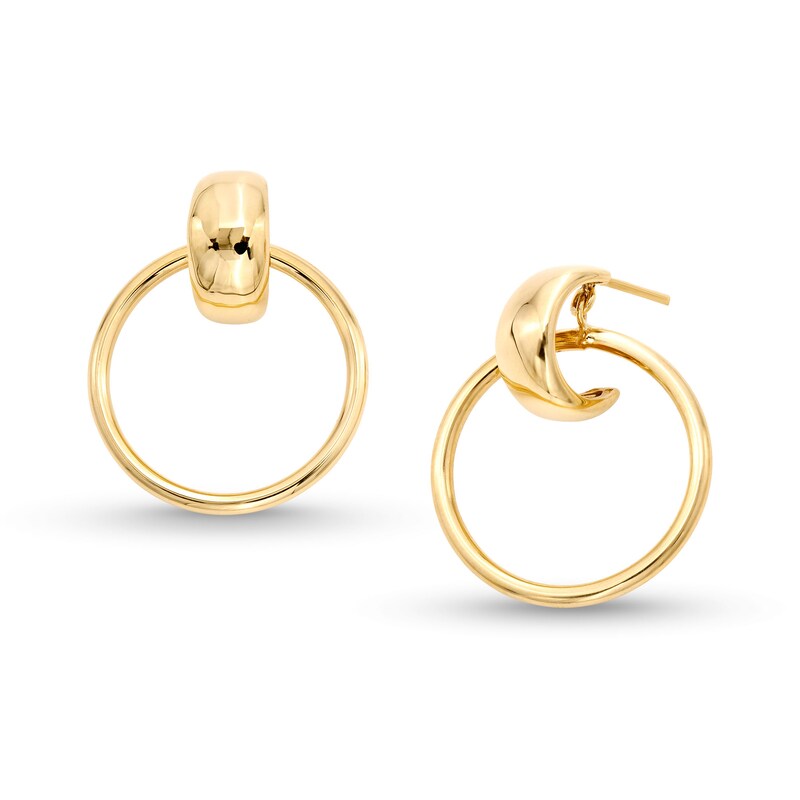 Doorknocker Drop Earrings in Hollow 14K Gold