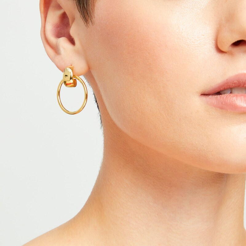 Main Image 2 of Doorknocker Drop Earrings in Hollow 14K Gold