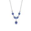 Thumbnail Image 1 of Oval Blue Lab-Created Sapphire and 1/4 CT. T.W. Diamond Five Stone "Y" Necklace in 10K White Gold - 17"