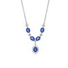 Thumbnail Image 0 of Oval Blue Lab-Created Sapphire and 1/4 CT. T.W. Diamond Five Stone "Y" Necklace in 10K White Gold - 17"