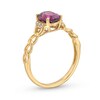 Thumbnail Image 3 of Oval Rhodolite Garnet and 1/20 CT. T.W. Diamond Chain Shank Ring in 10K Gold