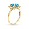 Thumbnail Image 3 of Asscher-Cut London Blue Topaz and 1/10 CT. T.W. Diamond Concave Frame Ring in 10K Gold
