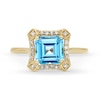Thumbnail Image 4 of Asscher-Cut London Blue Topaz and 1/10 CT. T.W. Diamond Concave Frame Ring in 10K Gold