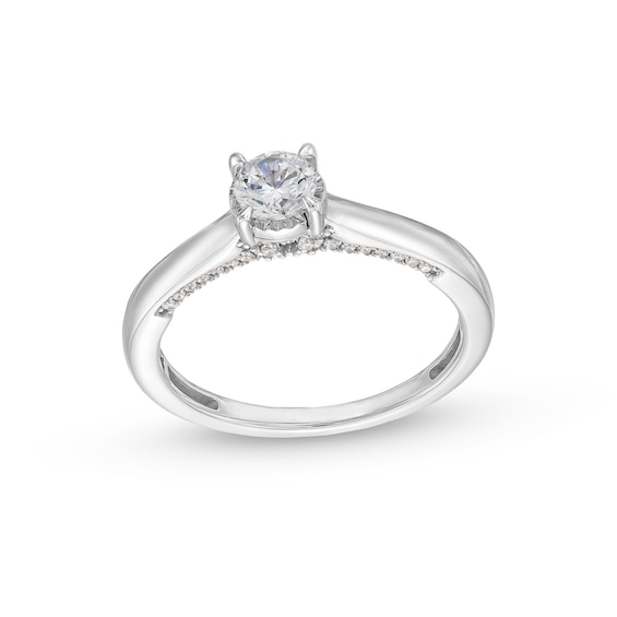 1/2 CT. T.w. Diamond Edge Engagement Ring in 14K White Gold (I/I2)