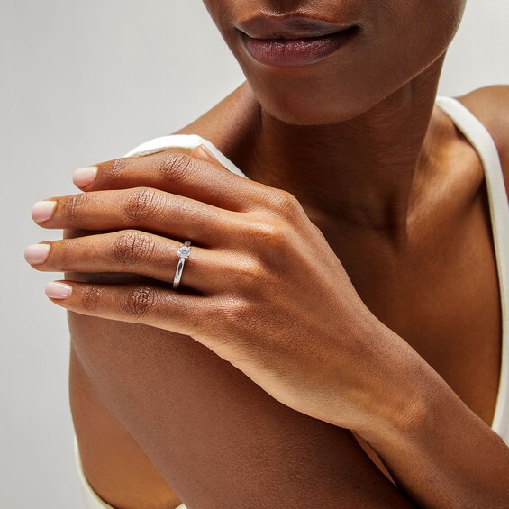 1/2 CT. T.w. Diamond Edge Engagement Ring in 14K White Gold (I/I2)