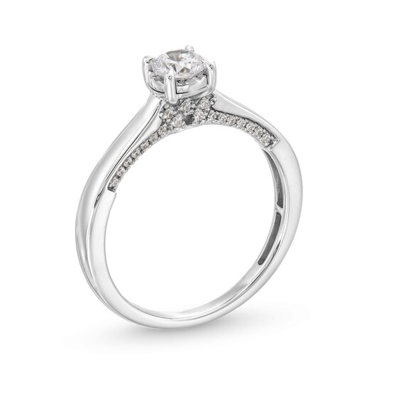 1/2 CT. T.w. Diamond Edge Engagement Ring in 14K White Gold (I/I2)
