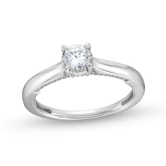 1/2 CT. T.w. Diamond Edge Engagement Ring in 14K White Gold (I/I2)