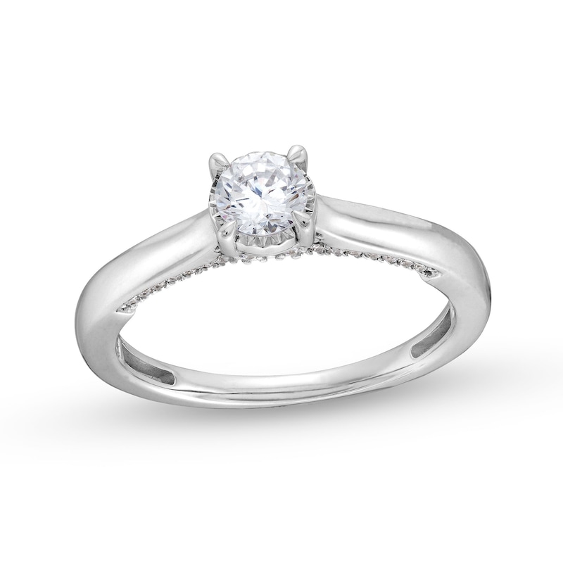 Main Image 1 of 1/2 CT. T.W. Diamond Edge Engagement Ring in 14K White Gold (I/I2)
