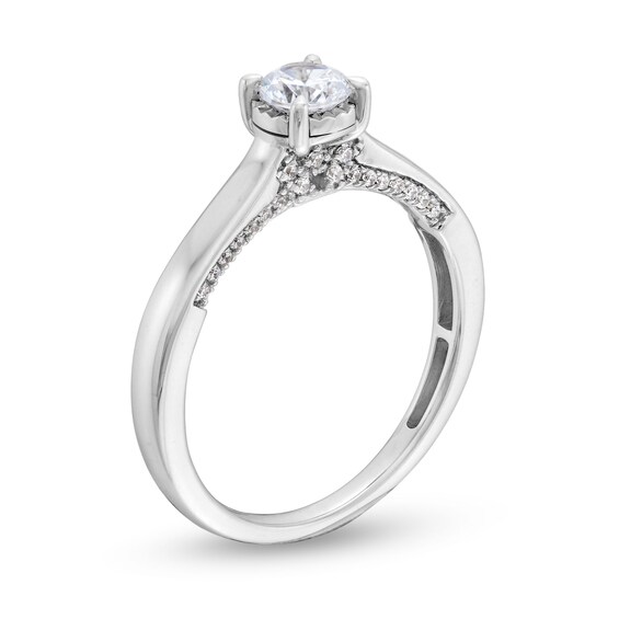 1/2 CT. T.w. Diamond Edge Engagement Ring in 14K White Gold (I/I2)