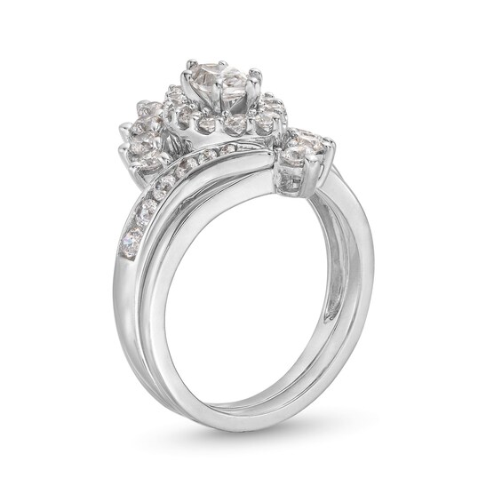 1-1/2 CT. T.w. Marquise Diamond Shadow Frame Bypass Shank Bridal Set in 14K White Gold