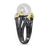 Thumbnail Image 1 of Men’s 10.5-11.0mm Freshwater Cultured Pearl Triple Row Claw Ring in Two-Tone Sterling Silver