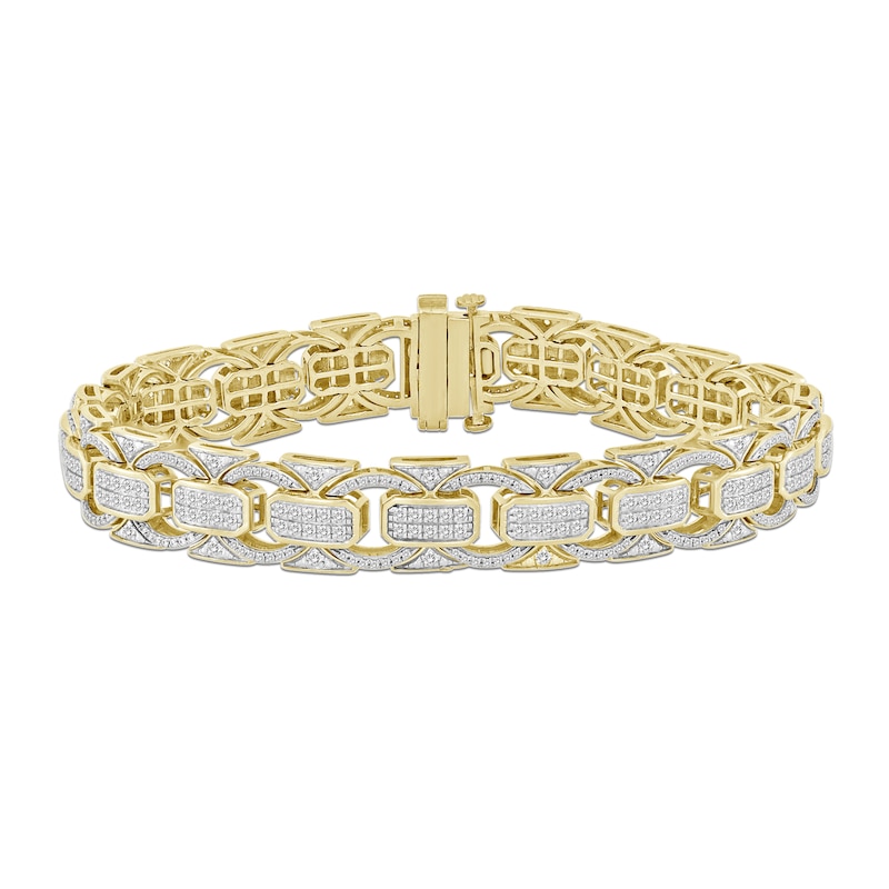 Main Image 1 of Men's 2-1/2 CT. T.W. Diamond Fancy Link Bracelet in 10K Gold - 8.5"