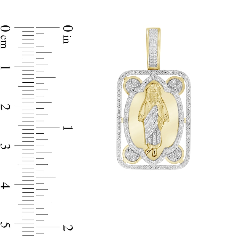 Main Image 2 of 1/8 CT. T.W. Diamond Jesus Ascending Rectangular Medallion Necklace Charm in 10K Gold