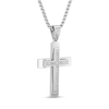 Thumbnail Image 1 of Men's 1 CT. T.W. Diamond Cross Pendant in Stainless Steel - 24"