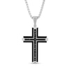 Thumbnail Image 0 of Men's 1 CT. T.W. Black Diamond Double Row Cross Pendant in Stainless Steel with Black Ion Plate - 24"