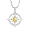 Thumbnail Image 1 of Men's 1/4 CT. T.W. Diamond Compass Pendant in Stainless Steel and Yellow Ion Plate - 24"
