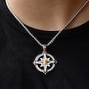 Thumbnail Image 4 of Men's 1/4 CT. T.W. Diamond Compass Pendant in Stainless Steel and Yellow Ion Plate - 24"