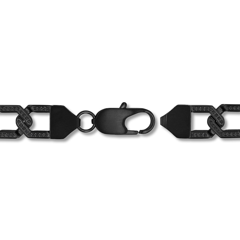 Main Image 3 of Men's 1-1/2 CT. T.W. Black Diamond Hexagon Link Chain Bracelet in Stainless Steel with Black Ion Plate - 9"