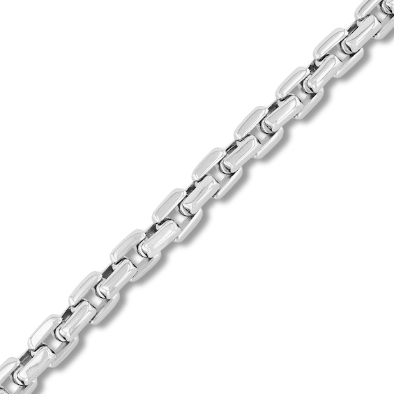 9.0mm Beveled Edge Link Chain Bracelet in Stainless Steel - 9"