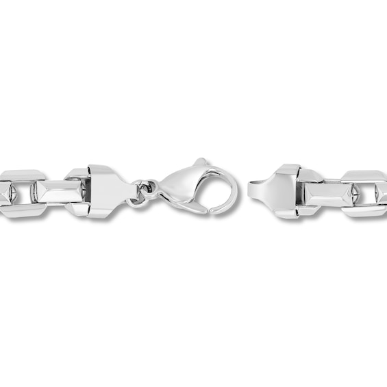 9.0mm Beveled Edge Link Chain Bracelet in Stainless Steel - 9"