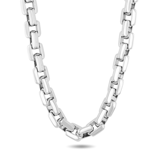 Men's 9.0mm Beveled Edge Link Chain Necklace in Stainless Steel - 24"