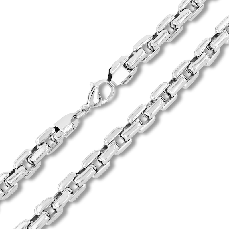 Main Image 2 of Men's 9.0mm Beveled Edge Link Chain Necklace in Stainless Steel - 24"