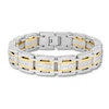 Thumbnail Image 1 of Men's 1 CT. T.W. Diamond Multi-Row Link Bracelet in Stainless Steel and Yellow Ion Plate - 8.5"