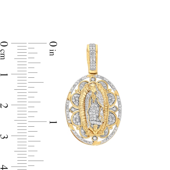 1/6 CT. T.w. Diamond Our Lady of Guadalupe Oval Frame Necklace Charm in 10K Gold