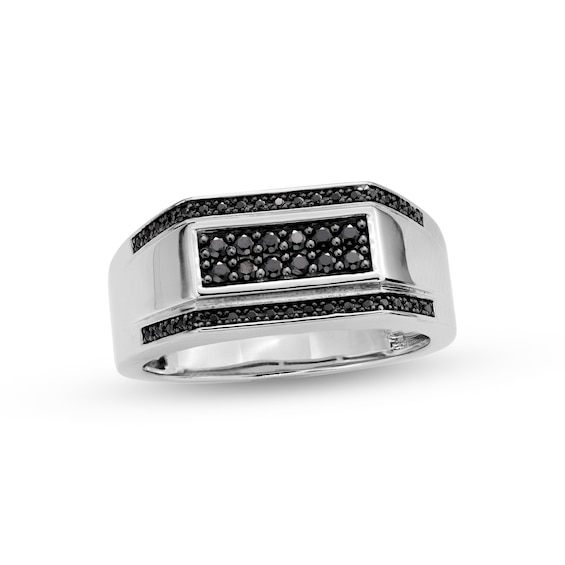 Vera Wang Men 3/8 CT. T.w. Black Diamond Signet Ring in Sterling Silver