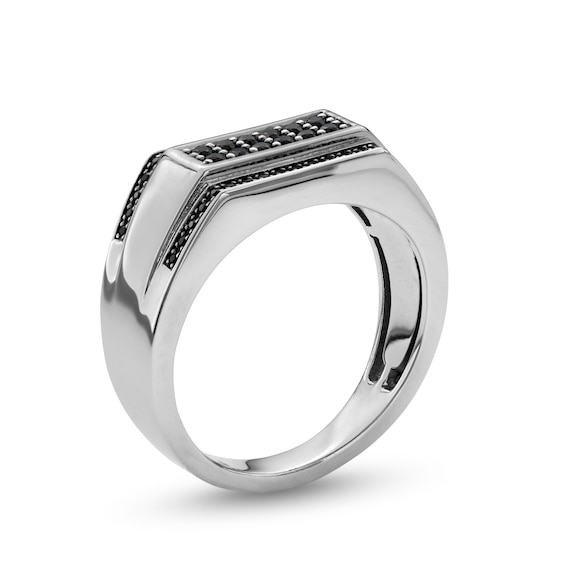 Vera Wang Men 3/8 CT. T.w. Black Diamond Signet Ring in Sterling Silver