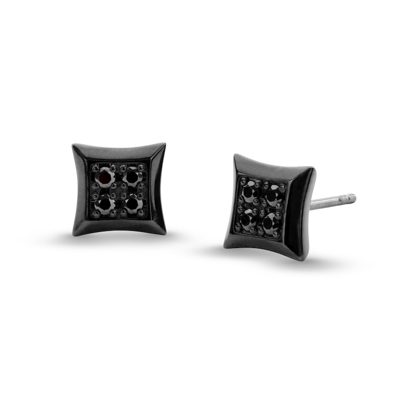 Vera Wang Men 1/4 CT. T.W. Black Diamond Square Stud Earrings in Sterling Silver with Black Rhodium Plate