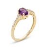 Thumbnail Image 3 of Oval Amethyst and 1/10 CT. T.W. Diamond Ring in 10K Gold