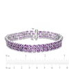 Thumbnail Image 4 of Oval-Cut Amethyst Three Row Tennis Bracelet in Sterling Silver
