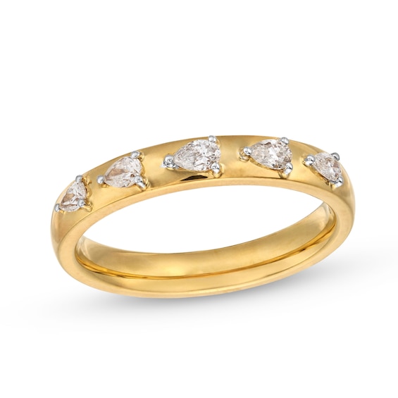1/4 CT. T.w. Pear-Shaped Diamond Sideways Five Stone Anniversary Band in 14K Gold