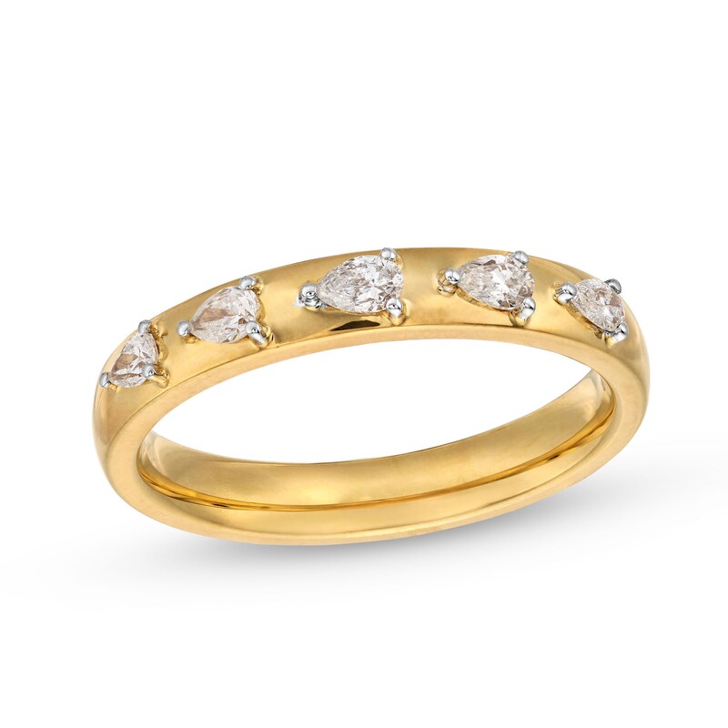 Main Image 1 of 1/4 CT. T.W. Pear-Shaped Diamond Sideways Five Stone Anniversary Band in 14K Gold