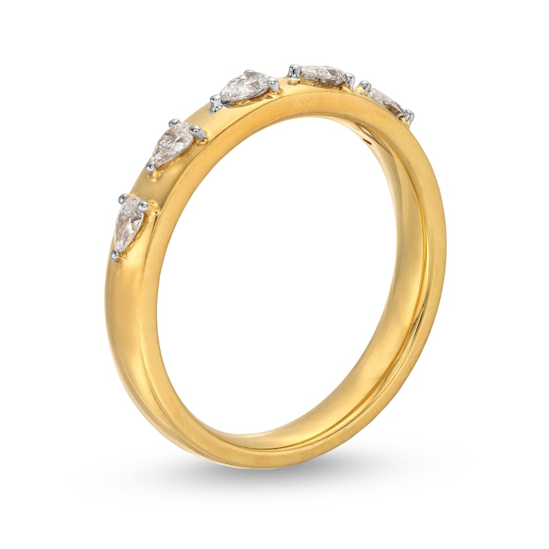 Main Image 3 of 1/4 CT. T.W. Pear-Shaped Diamond Sideways Five Stone Anniversary Band in 14K Gold