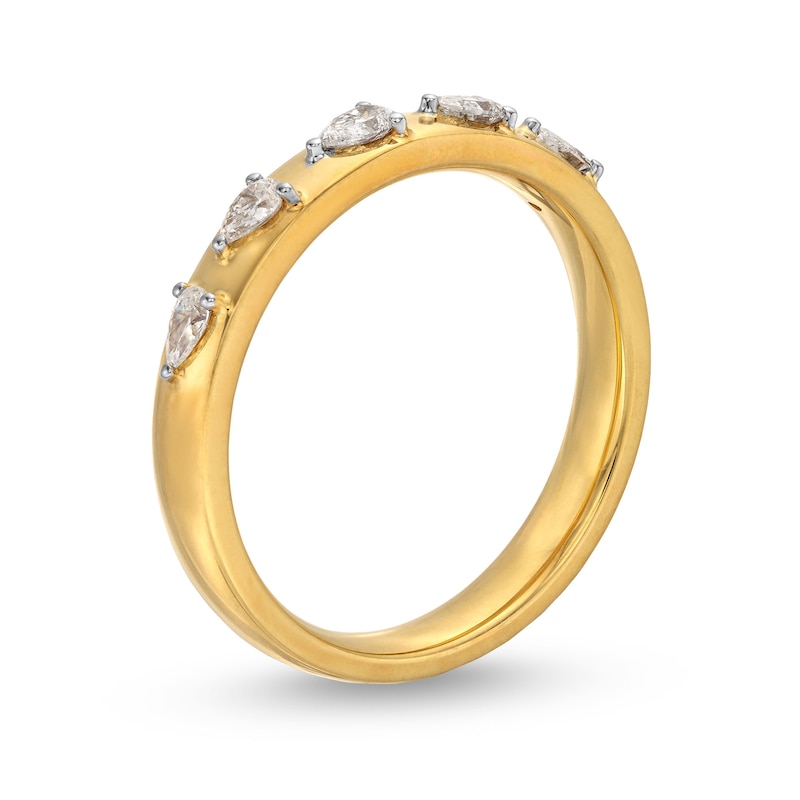 1/4 CT. T.W. Pear-Shaped Diamond Sideways Five Stone Anniversary Band in 14K Gold