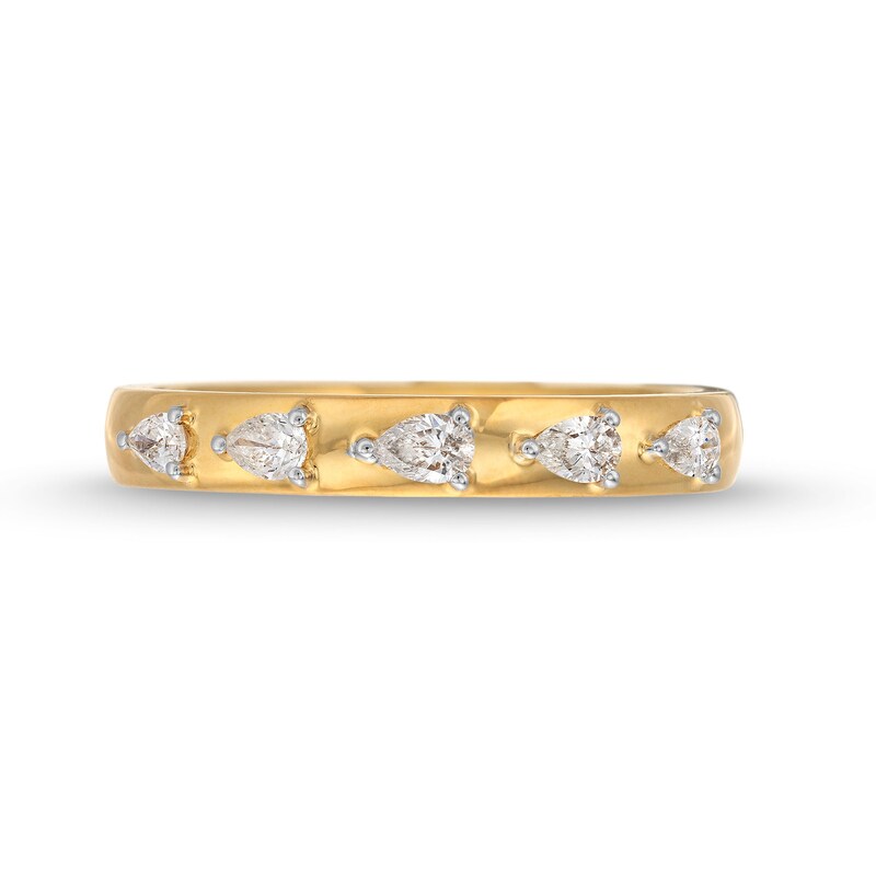 Main Image 4 of 1/4 CT. T.W. Pear-Shaped Diamond Sideways Five Stone Anniversary Band in 14K Gold