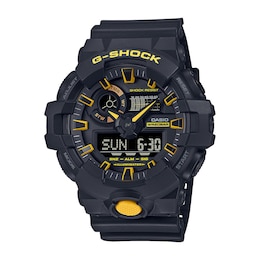 Men's Casio G-Shock Yellow Accent Black Resin Strap Watch with Black Dial (Model: GA700CY-1A)