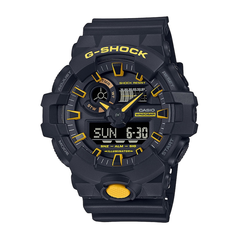 Main Image 1 of Men's Casio G-Shock Yellow Accent Black Resin Strap Watch with Black Dial (Model: GA700CY-1A)