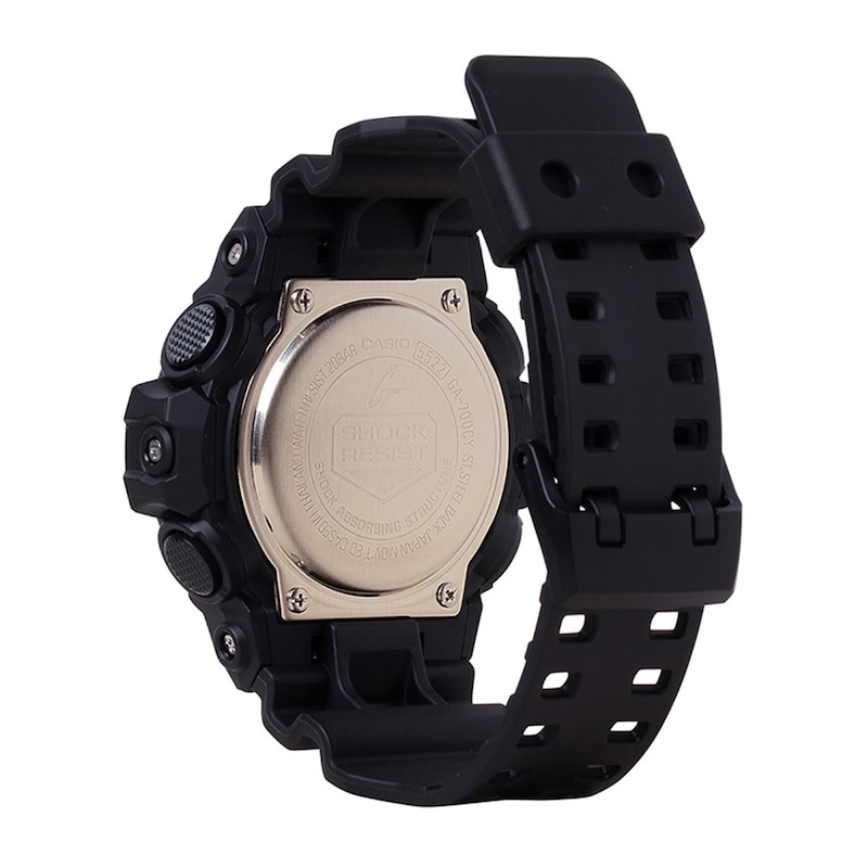 Main Image 2 of Men's Casio G-Shock Yellow Accent Black Resin Strap Watch with Black Dial (Model: GA700CY-1A)