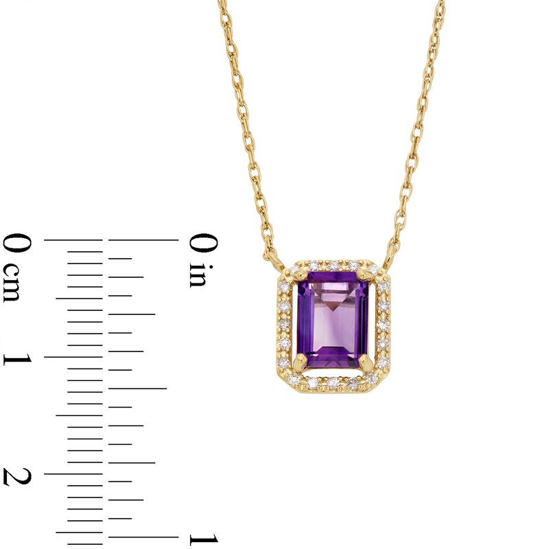 Main Image 3 of Princess-Cut Amethyst and 1/10 CT. T.W. Diamond Open Halo Pendant in 10K  Gold