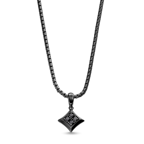 Vera Wang Men 1/3 CT. T.w. Black Diamond Squared Pendant in Sterling Silver with Black Rhodium Plate - 22"