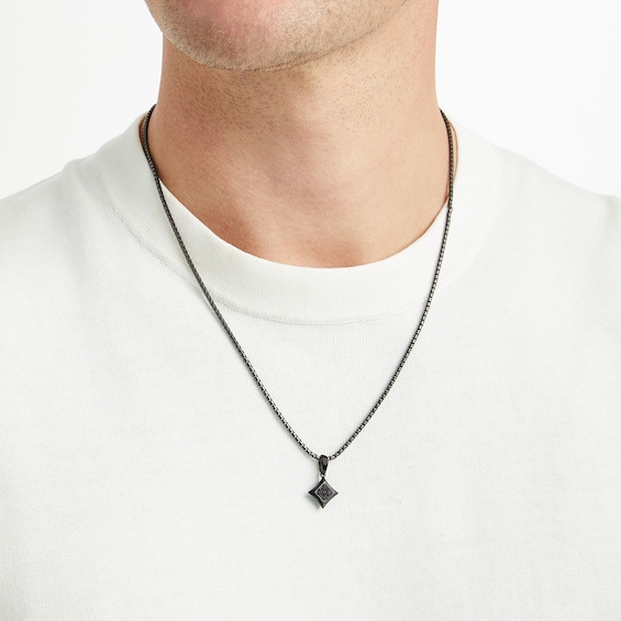 Vera Wang Men 1/3 CT. T.w. Black Diamond Squared Pendant in Sterling Silver with Black Rhodium Plate - 22"