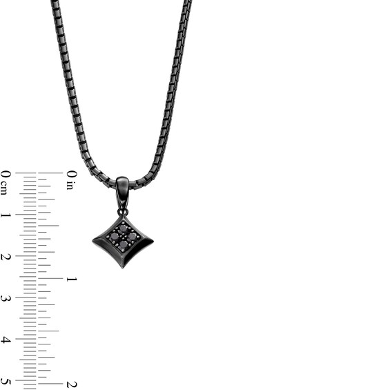 Vera Wang Men 1/3 CT. T.w. Black Diamond Squared Pendant in Sterling Silver with Black Rhodium Plate - 22"