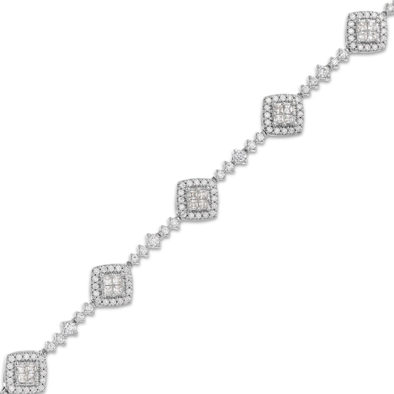2 CT. T.w. Lab-Grown Diamond Station Bracelet in 10K White Gold (F/Si2)