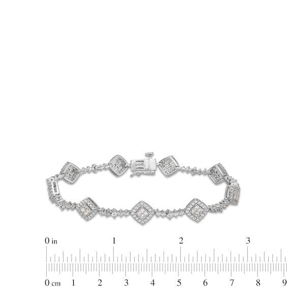 2 CT. T.w. Lab-Grown Diamond Station Bracelet in 10K White Gold (F/Si2)