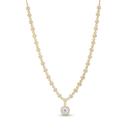 4 CT. T.W. Lab-Grown Diamond Flower Drop Necklace in 10K Gold (F/SI2)