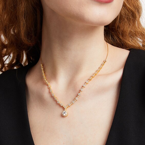 4 CT. T.w. Lab-Grown Diamond Flower Drop Necklace in 10K Gold (F/Si2)